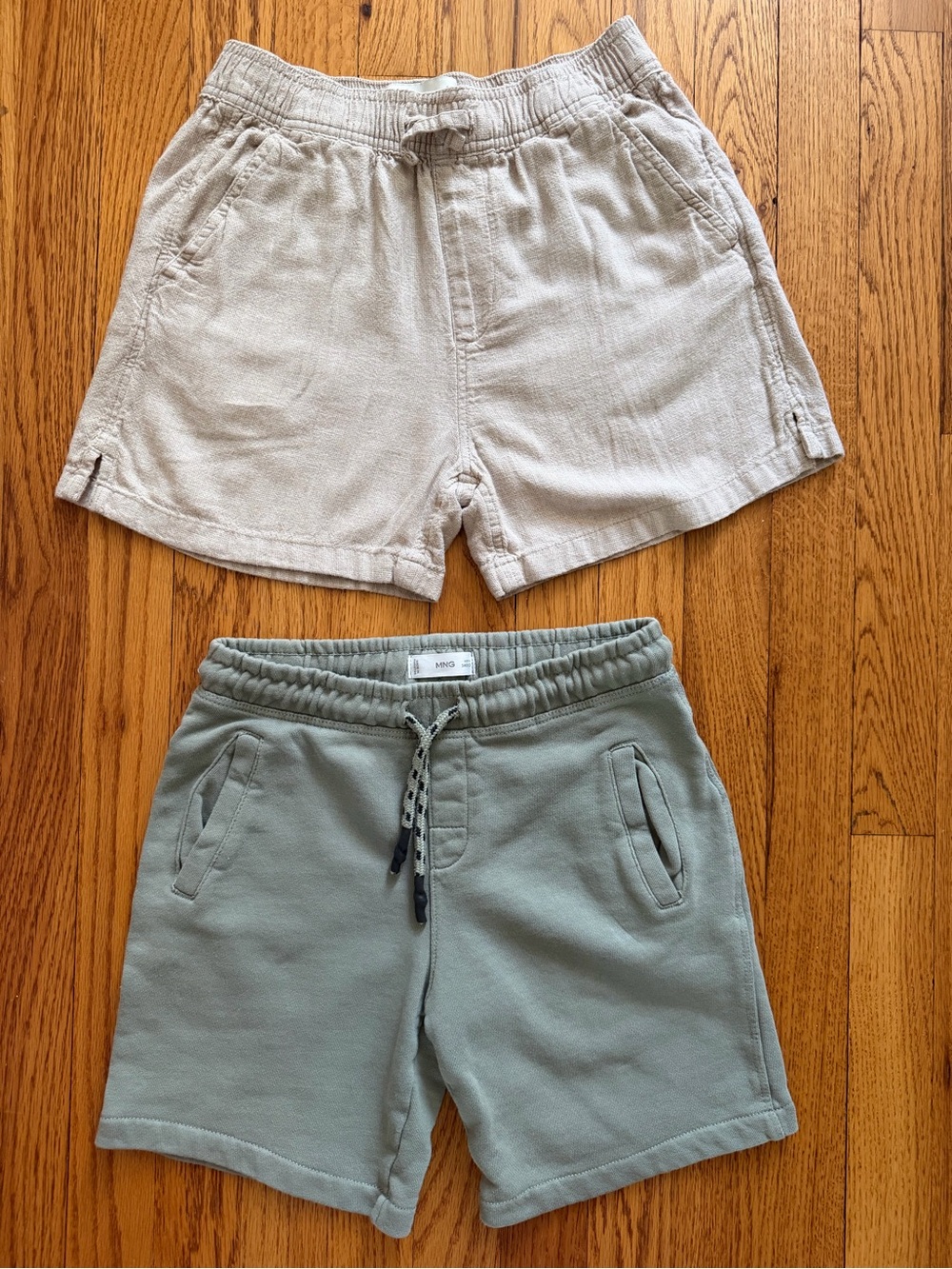 Abercrombie kids linen Beige Shorts + Mango kids light green short boys 9/10yo